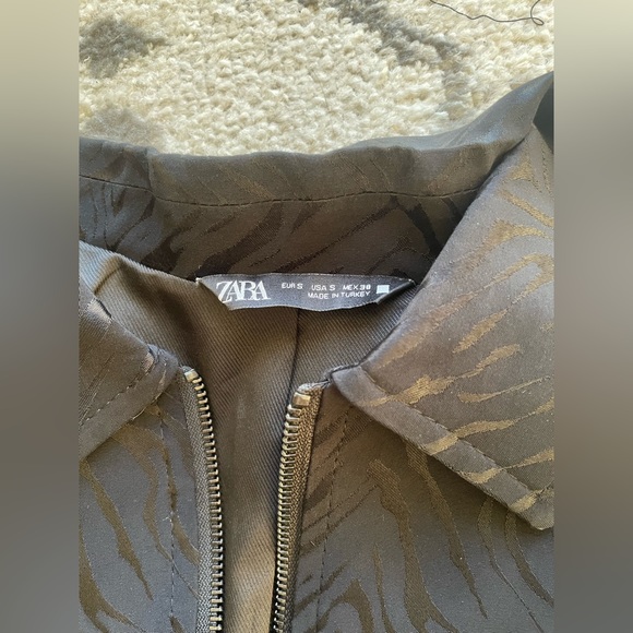 Zara Mens Collared Zip Up Jacket Black Zebra - Picture 2 of 3